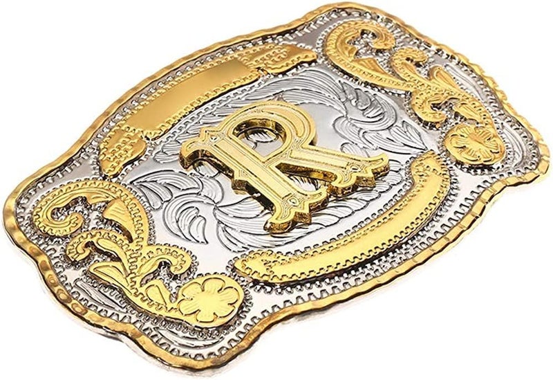 WMG Western Belt Buckle Initial Letters ABCDMRJ to Z Cowboy Belt Buckle, Rodeo Buckles for Men & Women Fits Up to 2 Inch Belts - Image 1
